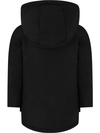 Woolrich Black Jacket For Boy With Logo