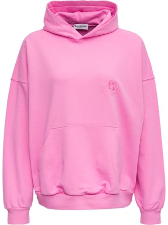 Balenciaga Pink Jersey Hoodie With Logo