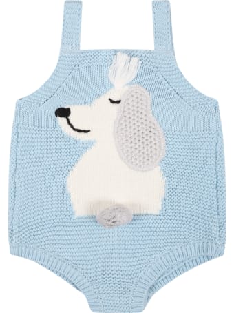 Stella McCartney Kids Light Bleu Body For Baby Boy With Dog