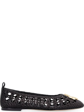 Tory Burch Eleanor Leather Ballet Flats With Logo