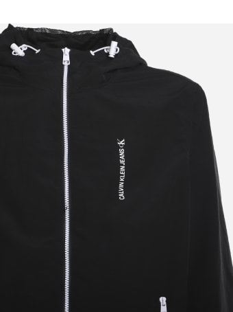 Calvin Klein Jeans Nylon Jacket With Maxi Rear Logo Print