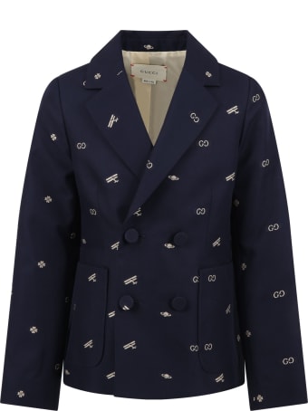 Gucci Blue Jacket For Boy With Double Gg