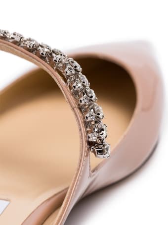 Jimmy Choo Bing Flat Leather Mules With Crystal Insert
