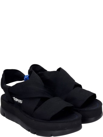 Camper Oruga Up Flats In Black Synthetic Fibers