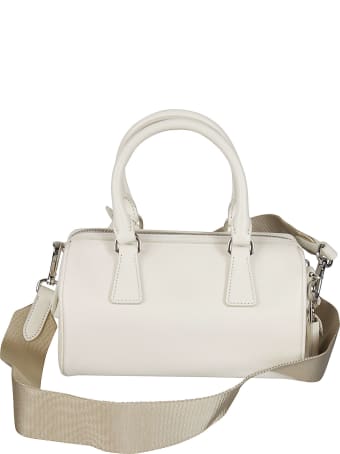 Prada Top Zip Double Handle Logo Plaque Shoulder Bag