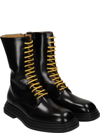 Cesare Paciotti Anfibio Alto Combat Boots In Black Leather