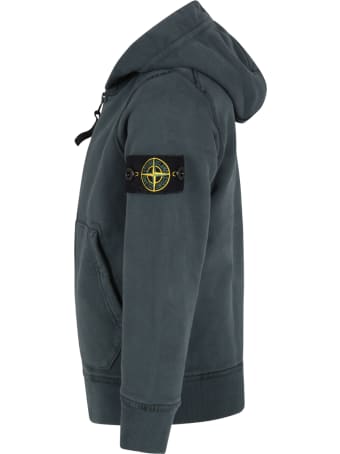 Stone Island Junior Green Sweatshirt For Boy With Iconic Compass