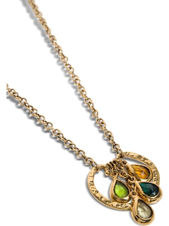 Alberta Ferretti Gold-colored Metal Necklace With Multicolor Crystals