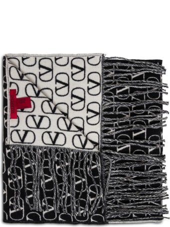 Valentino Garavani Bicolor Wool Scarf With Logo Print
