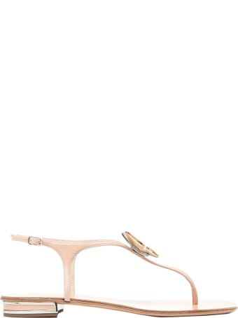 Casadei Nude Leather Flat Sandals
