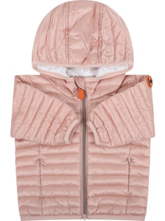Save the Duck Pink Jacket For Babygirl With Iconic Patch