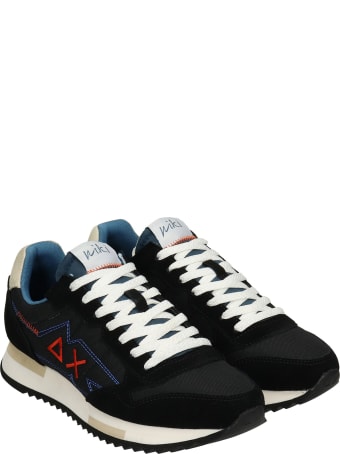 Sun 68 Uncle Niki Sneakers In Black Suede And Fabric
