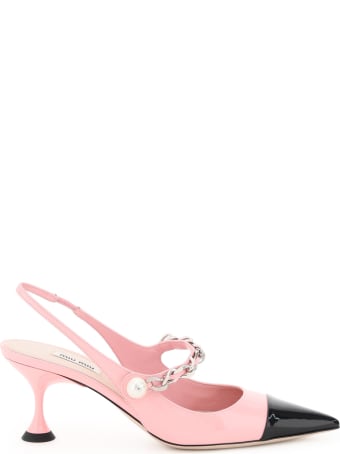 Miu Miu Chain Pearl Slingback Pumps