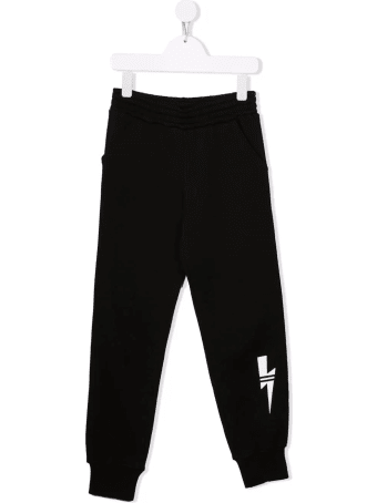 Neil Barrett Kids Black Thunderbolt Joggers