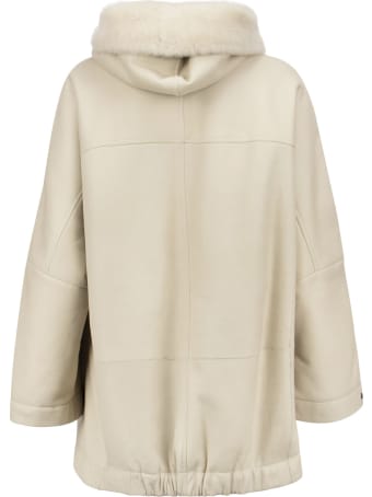 Brunello Cucinelli Shearling Outerwear With Hood And Shiny Trim