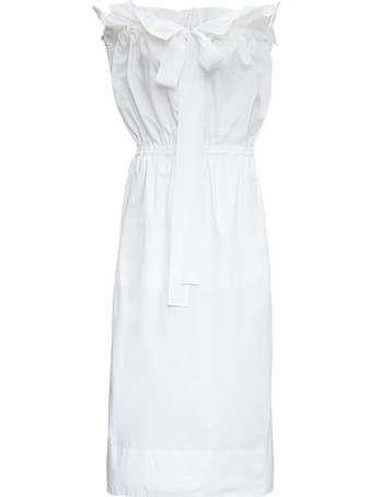 Patou White Cotton Poplin Dress With Bow