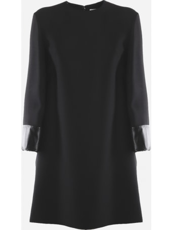 Valentino Virgin Wool Dress With Leather Inserts