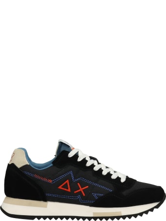 Sun 68 Uncle Niki Sneakers In Black Suede And Fabric