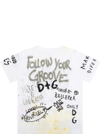 Dolce & Gabbana White T-shirt For Baby Boy With Logo