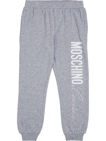 Moschino Grey Cotton Joggers With Logo Print