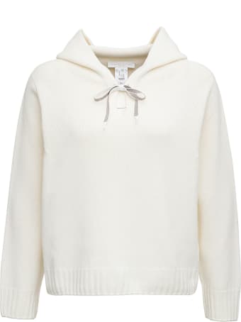 Fabiana Filippi White Wool Hoodie With Bow