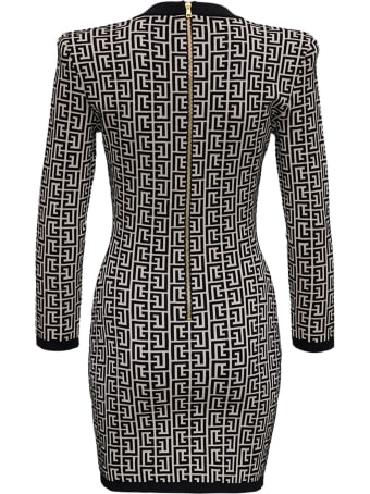Balmain Monogram Jacquard Wool And Viscose Dress