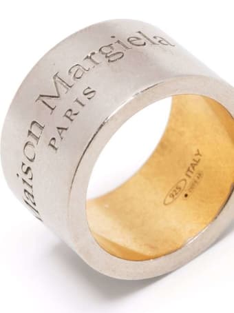 Maison Margiela Silver Brass Logo-engraved Ring