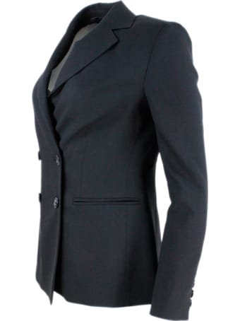 Barba Napoli Double-breasted Blazer Jacket With Buttons And Welt Pockets In Wool