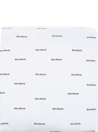Balmain White Blanket For Baby Kids With Logos