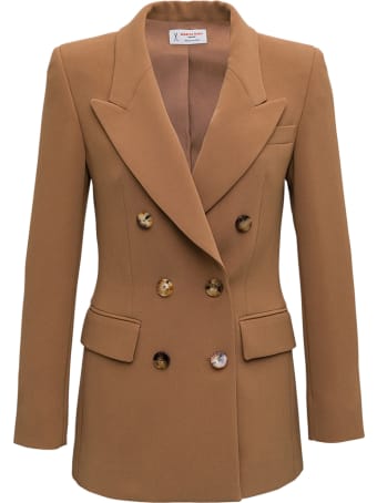 Alberto Biani Double-brasted Jacket In Camel Cady