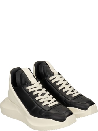 Rick Owens Geth Runner Sneakers In Black Leather