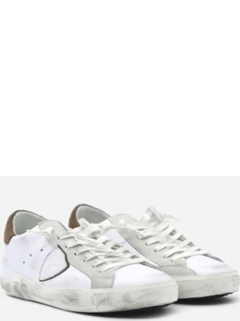 Philippe Model Paris X Sneakers In Leather With Suede Heel Tab