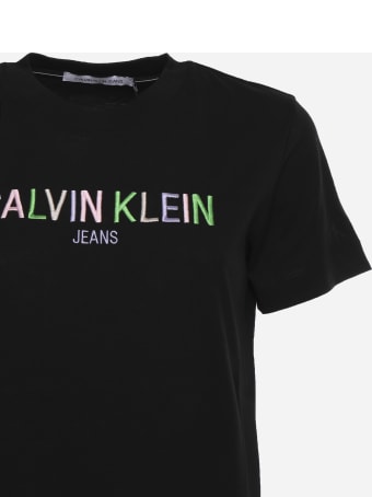 Calvin Klein Cotton T-shirt With Multicolored Logo Calvin Klein