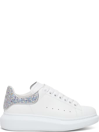Alexander McQueen Leather Leather Sneakers With Glittery Heel Tab