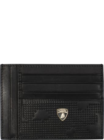 Automobili Lamborghini Card Holder In All-over Camouflage Textured Leather