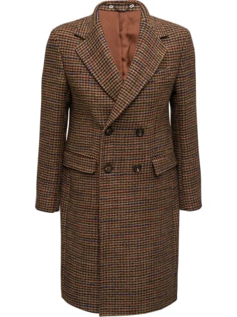 doppiaa Long Houndstooth Wool Coat
