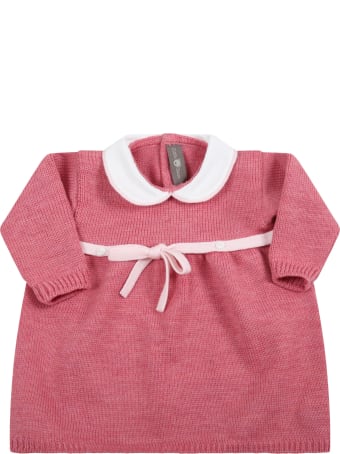 Little Bear Pink Dress For Baby Girl With Bow