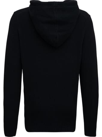 Ten C Black Merinos Wool Hoodie