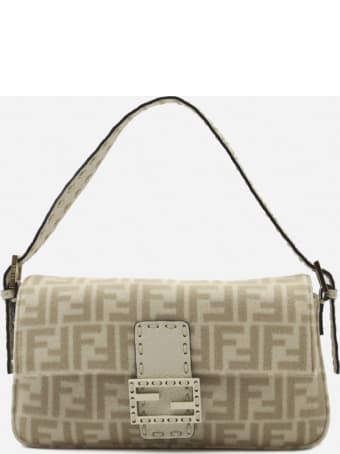 Fendi 1997 Baguette Bag In Wool With All-over Ff Motif