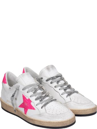 Golden Goose Ball Star Sneakers In White Leather