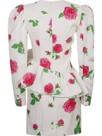 Alessandra Rich Rose Print Faille Mini Dress