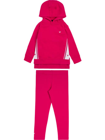 Emporio Armani Coordinated Pink And White Cotton Suit With Logo