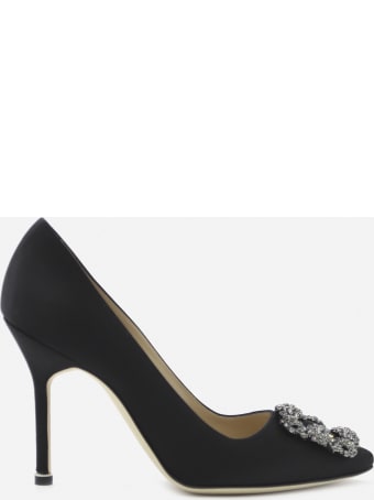 Manolo Blahnik Satin Hangisi Décolleté With Jewel Buckle