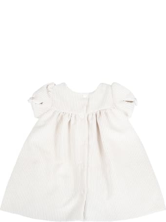 Little Bear Beige Dress For Babygirl With Bow