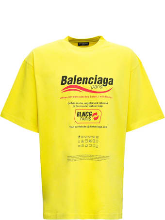 Balenciaga Yellow Cotton T-shirt With Boxy Print