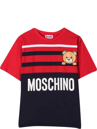 Moschino Red And Blue T-shirt With Toy Print