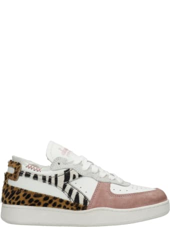 Diadora Mi Basket Sneakers In White Suede And Leather
