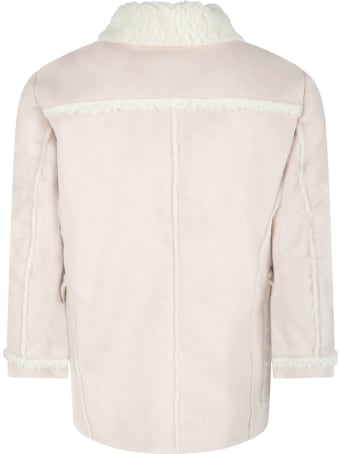 Fay Beige Jacket For Kids With Ivory Details