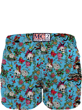 MC2 Saint Barth Light Boy Swimsuit Tattoo Print