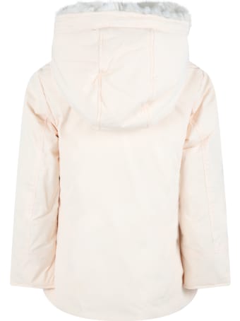 Woolrich Ivory Jacket For Kids With Patch Logo